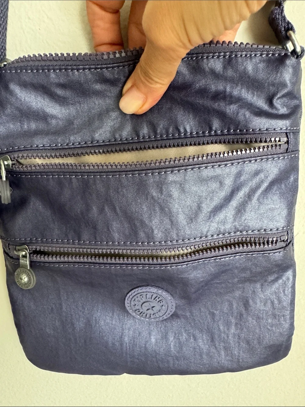 Kipling Rachael Crossbody Bag NWT Enchanted Purple Metallic Nylon Monkey Charm